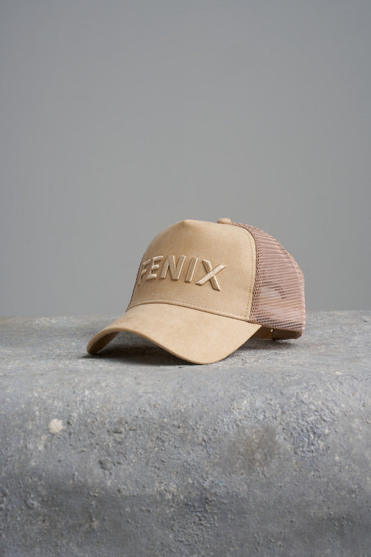 CREAM SUEDE TRUCKER HAT