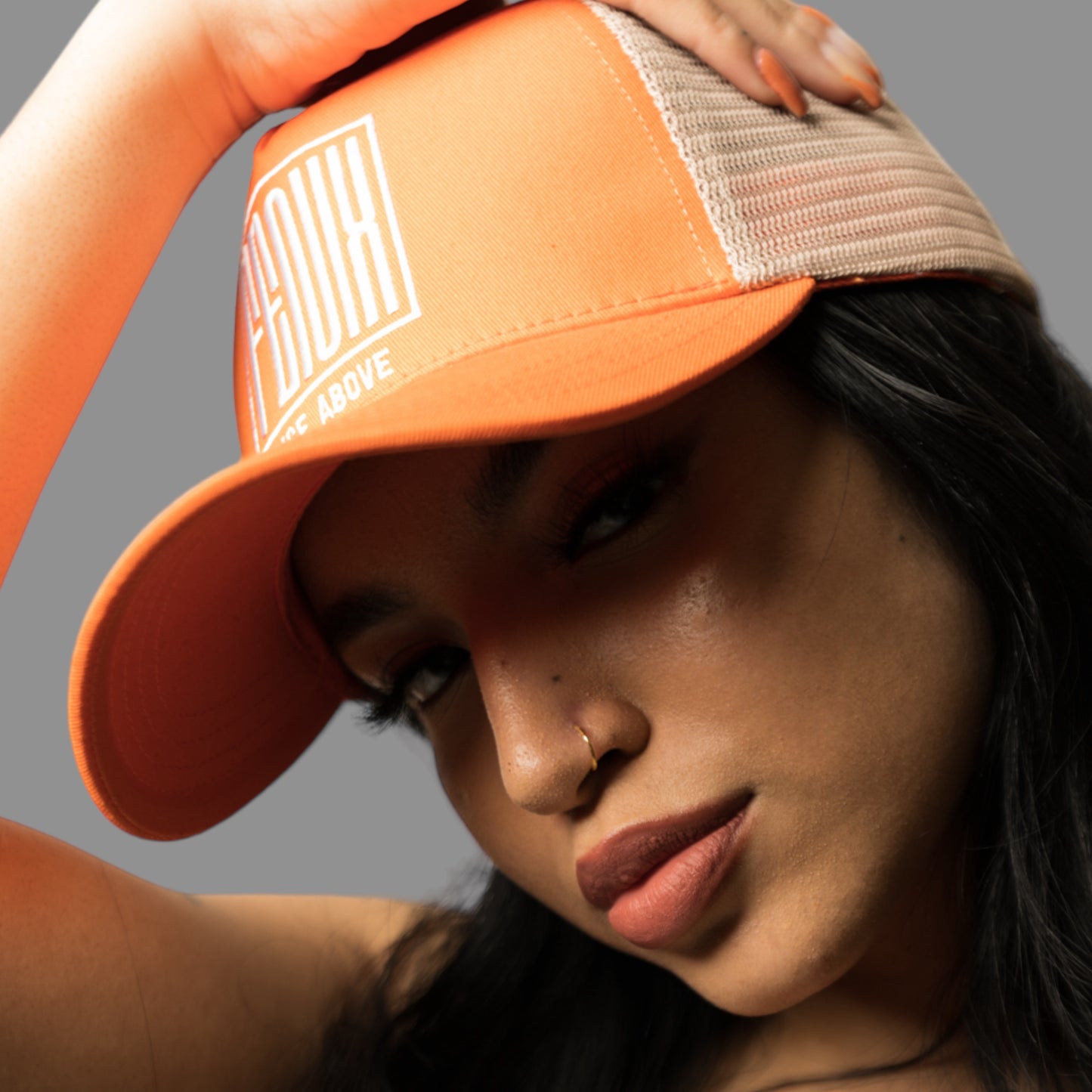 ORANGE/TAN TRUCKER HAT