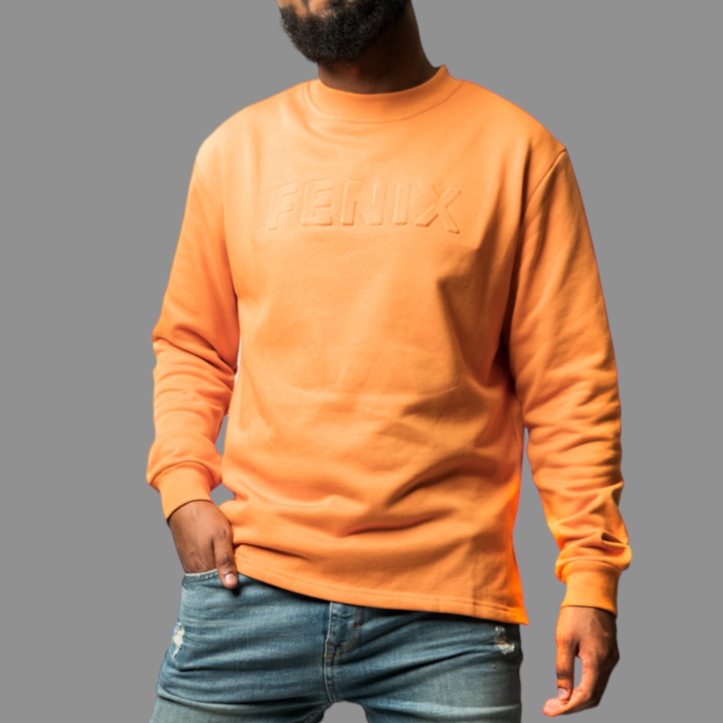 ORANGE EMBOSSED CREWNECK