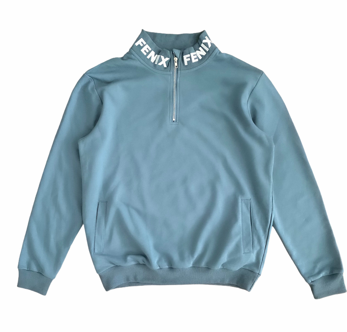 BLUE HALF ZIP-UP SWEATSHIRT